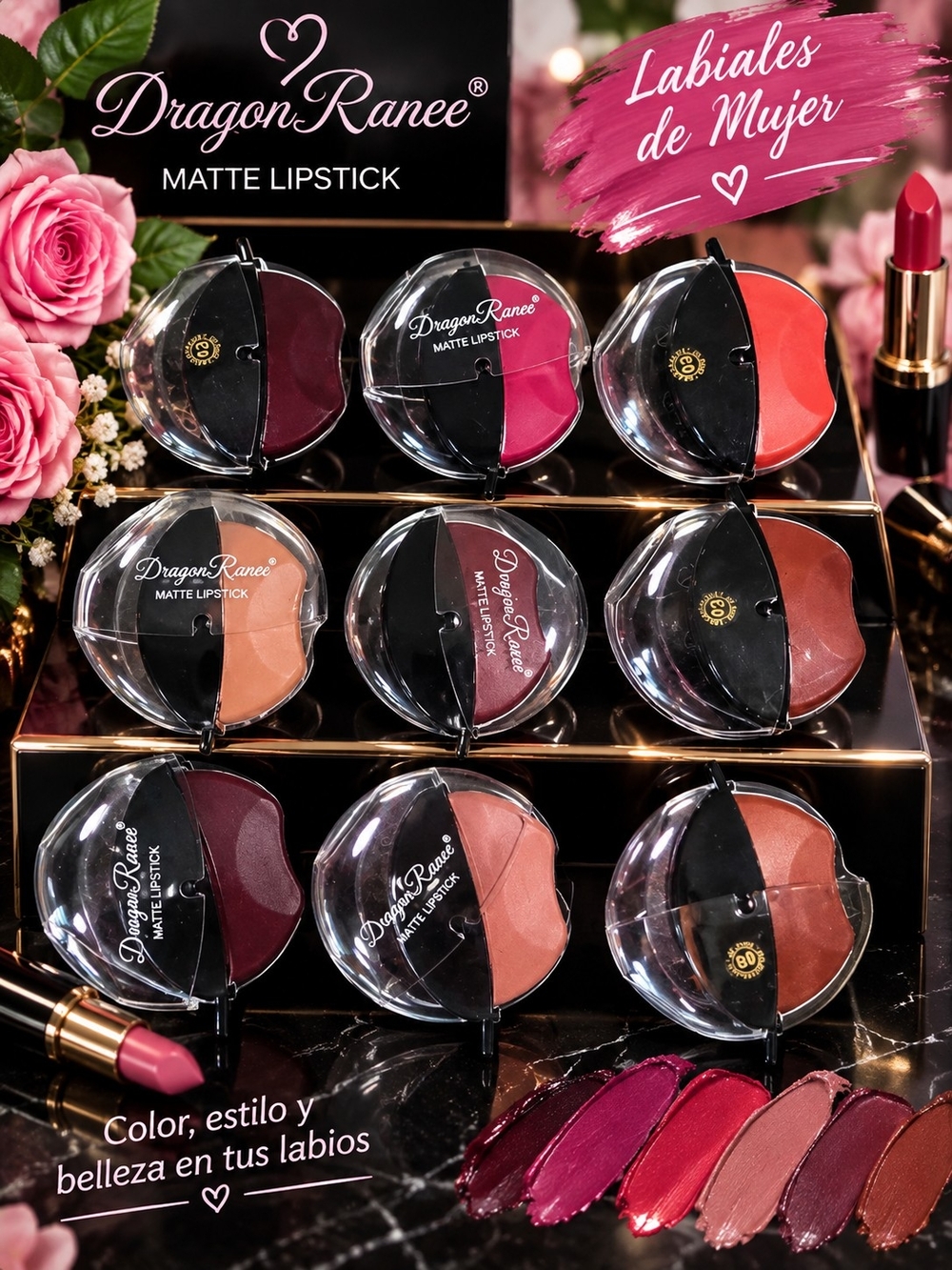 Matte Lipstick Duo - Warm Pink & Rose Shades